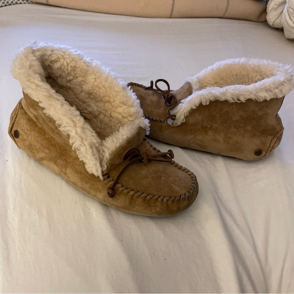 UGG Alena Chestnut Suede/Sheepskin Slippers Womens Size 6